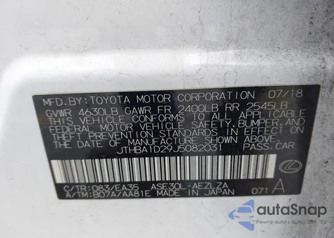 2018 Lexus Is 300 z USA, uszkodzony, nr VIN JTHBA1D29J5082031